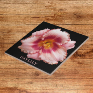 Pink Daylily Bloom Floral Ceramic Tile