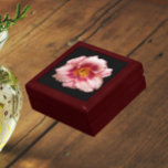 Pink Daylily Bloom on Black Floral Gift Box<br><div class="desc">Store trinkets,  jewellery and other small keepsakes in this wooden gift box with ceramic tile that features the photo image of a pink Daylily bloom on a black background. A lovely,  floral design! Select your gift box size and colour.</div>