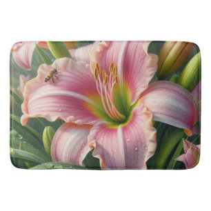 Pink Daylily Floral Bath Mat