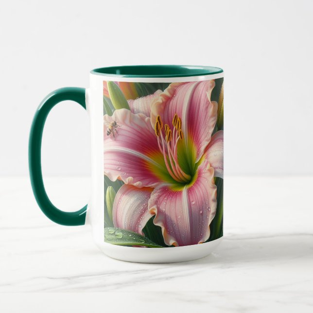Pink Daylily Floral Mug (Left)
