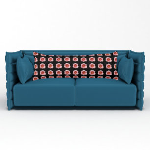 Pink Daylily Floral Pattern on Black Body Cushion