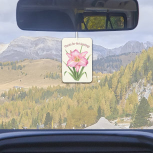 Pink Daylily Flower Botanical Art Personalised Car Air Freshener