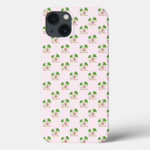 Pink Deck The Palms Tropical Christmas Santa Flami iPhone 13 Case