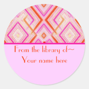 Pink Deco Bookplate Stickers