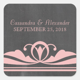 Pink Deco Chalkboard Wedding Stickers
