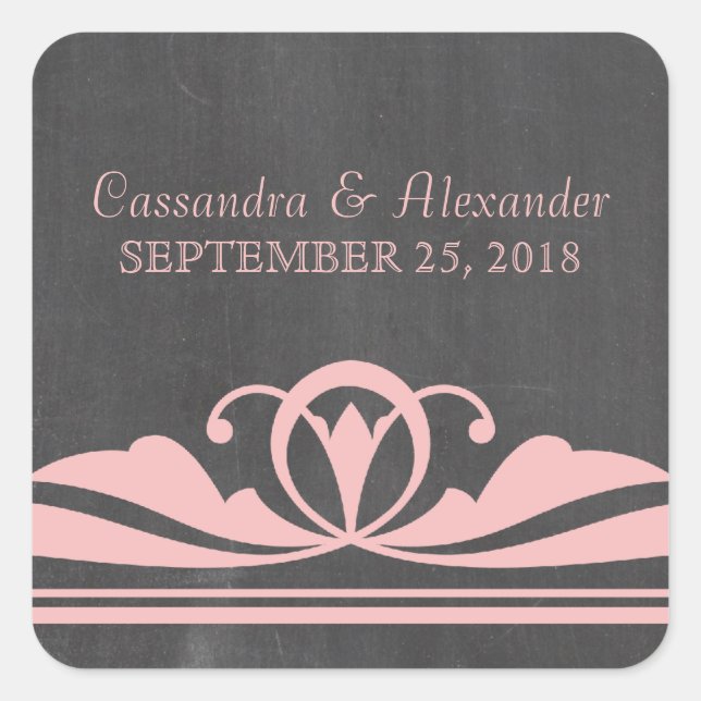 Pink Deco Chalkboard Wedding Stickers (Front)