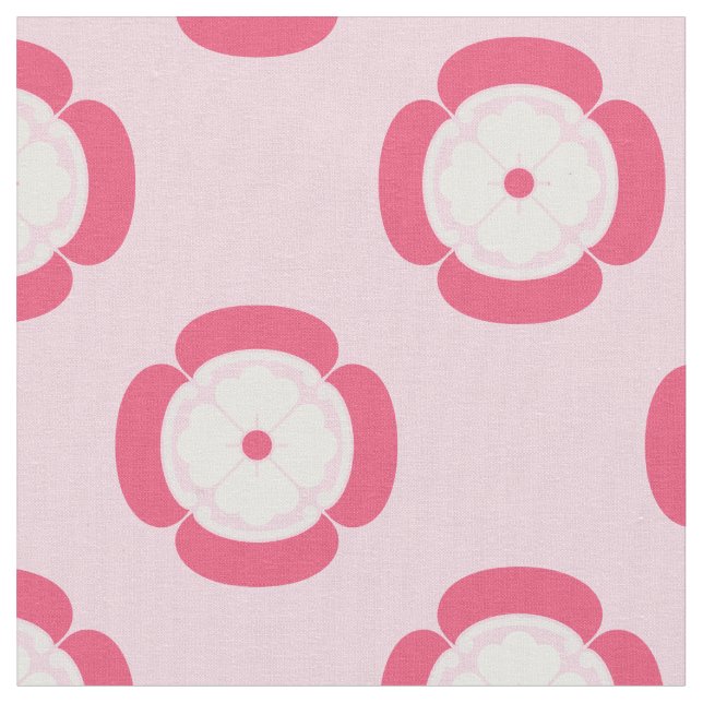 Pink Deco Floral Design Fabric (Close Up)
