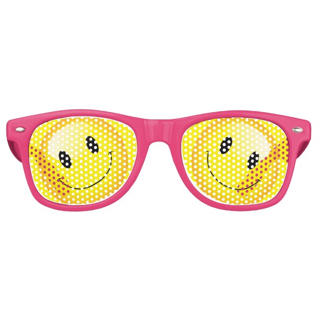 Pink Decora Kei Kawaii Smiling Emoji Retro Sunglasses (Front)