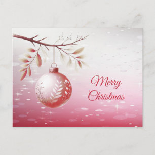 Pink Decorative Ball Holiday Christmas Postcard
