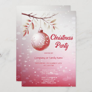 Pink Decorative Christmas Ball Christmas Party Inv Invitation