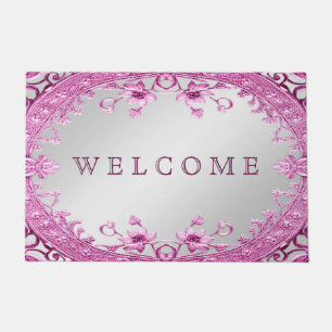 Pink Decorative Floral Doormat