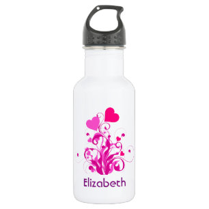 Pink Decorative Hearts with Swirls and Curls 532 Ml Water Bottle