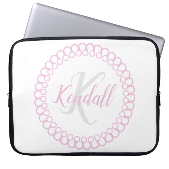 Pink Decorative Monogram Laptop Sleeve (Front)