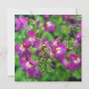Pink Deep Pink Snapdragon Floral Art Note Card