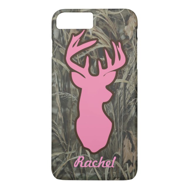 Pink Deer Head Camo iPhone 7 plus case (Back)