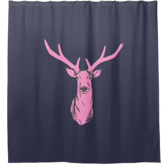 Pink Deer Shower Curtain (Front)