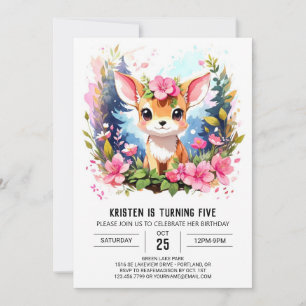 Pink Deer's Boho Girl Birthday Invitation