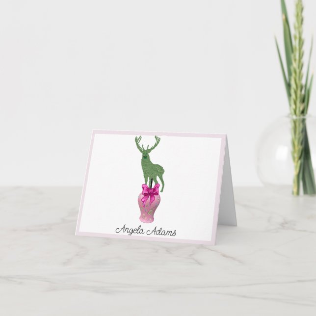 Pink DeerTopiary Ginger Jar Jars  Thank You Card (Front)