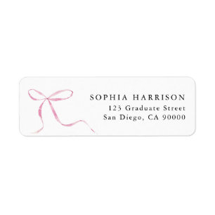 Pink Delicate Bow  Return Address Label