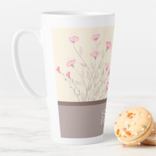 Pink Delicate Floral Art Designer Latte Mug