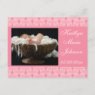 Pink Delight Announcement Postcard
