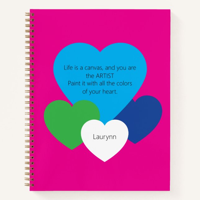 Pink Deluxe Notebook w/ Hearts (Front)