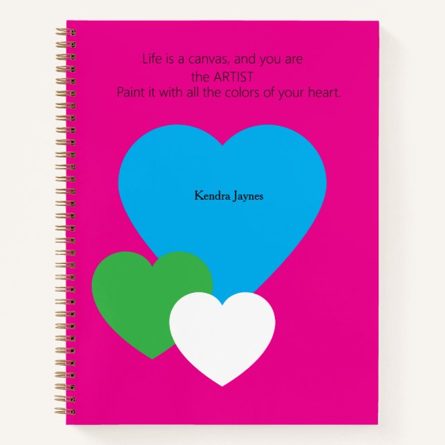 Pink Deluxe Notebook w/ Hearts (Front)