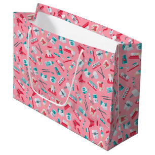 Pink Dental Pattern Large Gift Bag