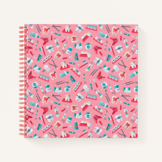 Pink Dental Pattern Notebook (Front)