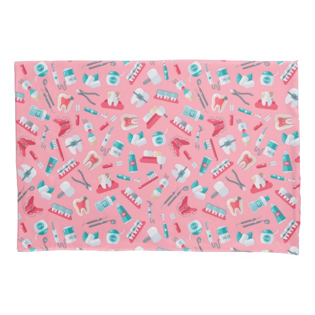 Pink Dental Pattern Pillowcase (Front-Left)