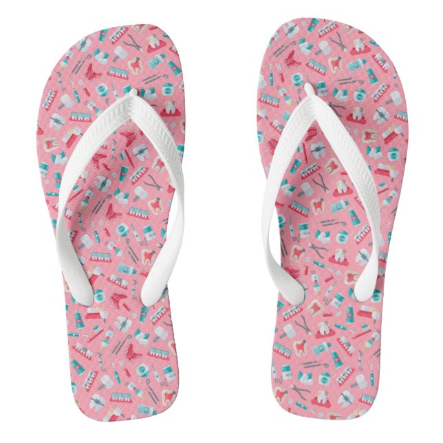 Pink Dental Pattern Thongs (Footbed)