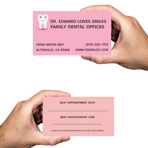 Pink Dentist Business Card - Dental Dentists Cards