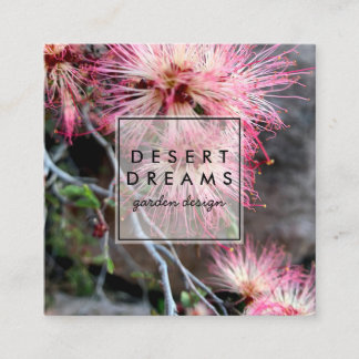 Pink Desert Fairy Duster Wildflower Photo Travel Square Business Card