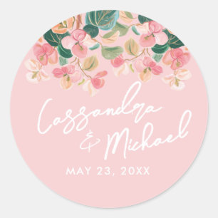 Pink Desert Floral Wedding Classic Round Sticker