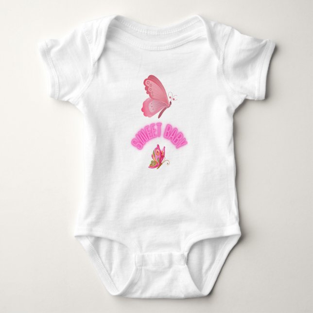 Pink design baby bodysuit (Front)