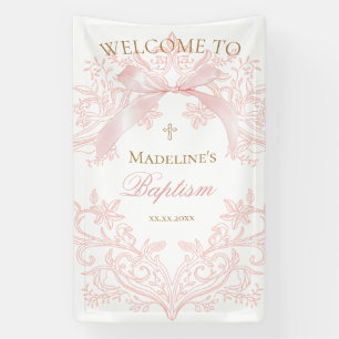 pink design Baptism welcome Banner