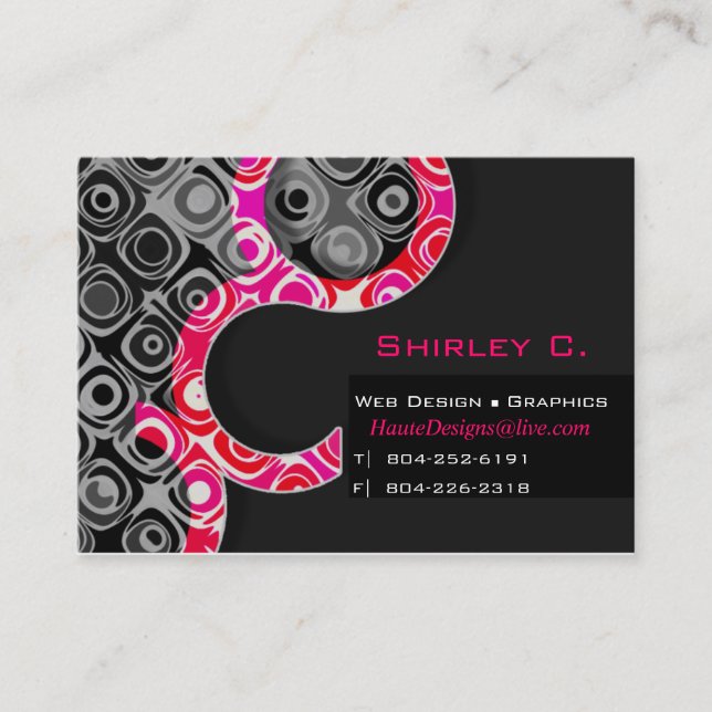 Pink Designer Graphic Artist Stylish Business Card (Front)