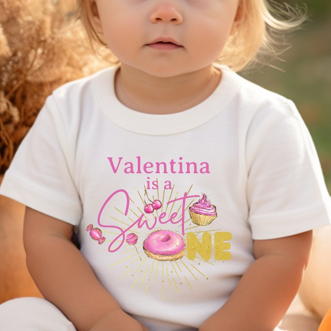 Pink Desserts Sweet One Girl's 1st Birthday Outfit Toddler T-Shirt (Creator Uploaded)
