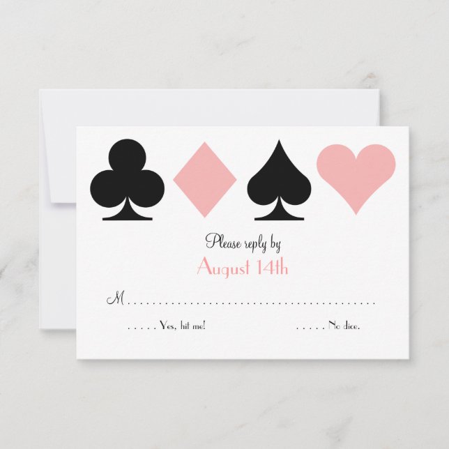Pink Destiny Las Vegas Wedding RSVP reply card (Front)