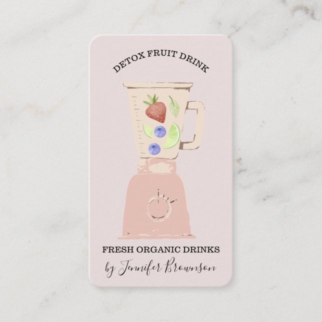 Pink Detox Fresh Fruits Drink Blender Business Card (Front)