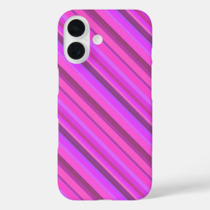 Pink diagonal stripes iPhone 16 case