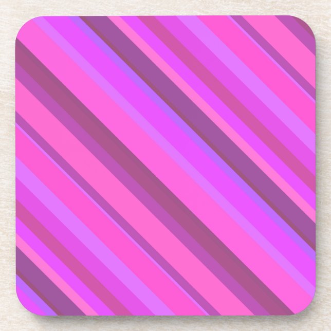 Pink diagonal stripes coaster (Front)