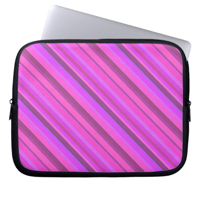 Pink diagonal stripes laptop sleeve (Front)