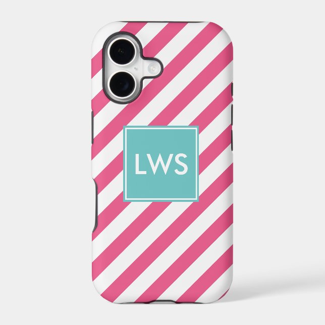 Pink Diagonal Stripes Monogram (Back)