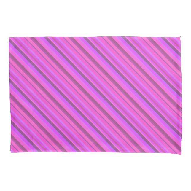 Pink diagonal stripes pillowcase (Front)