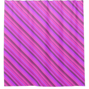 Pink diagonal stripes shower curtain