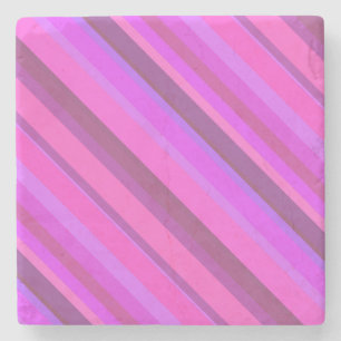 Pink diagonal stripes stone coaster