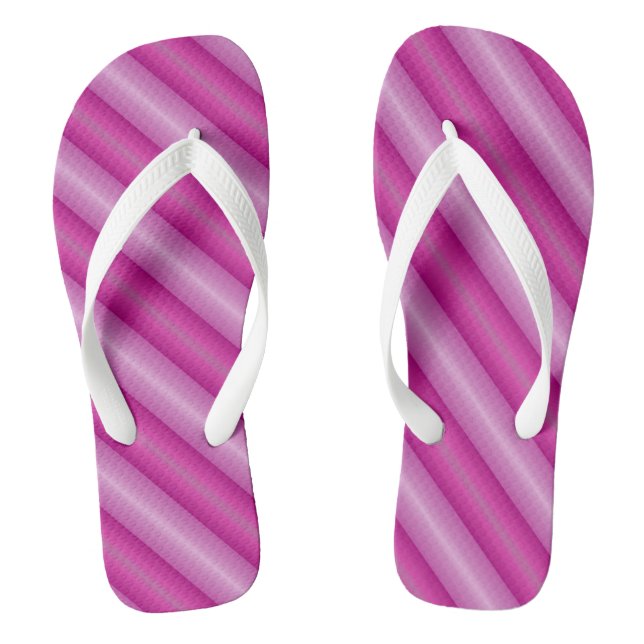 Pink Diagonal Stripes Thongs (Footbed)