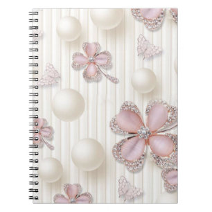 Pink diamond 4-leaf clovers notebook