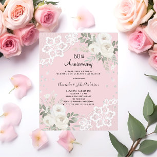 Pink diamond 60th wedding anniversary invitation